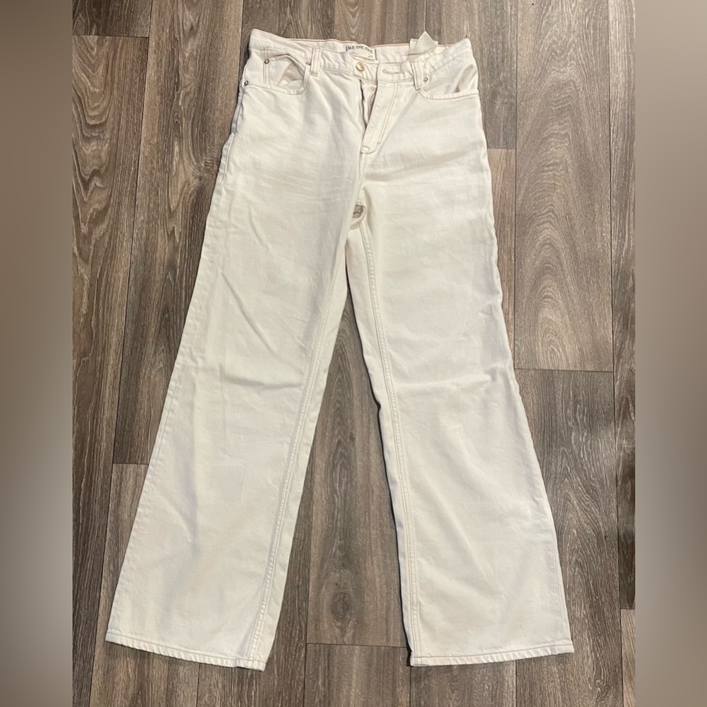 We The Free Wide Leg Cream Jeans